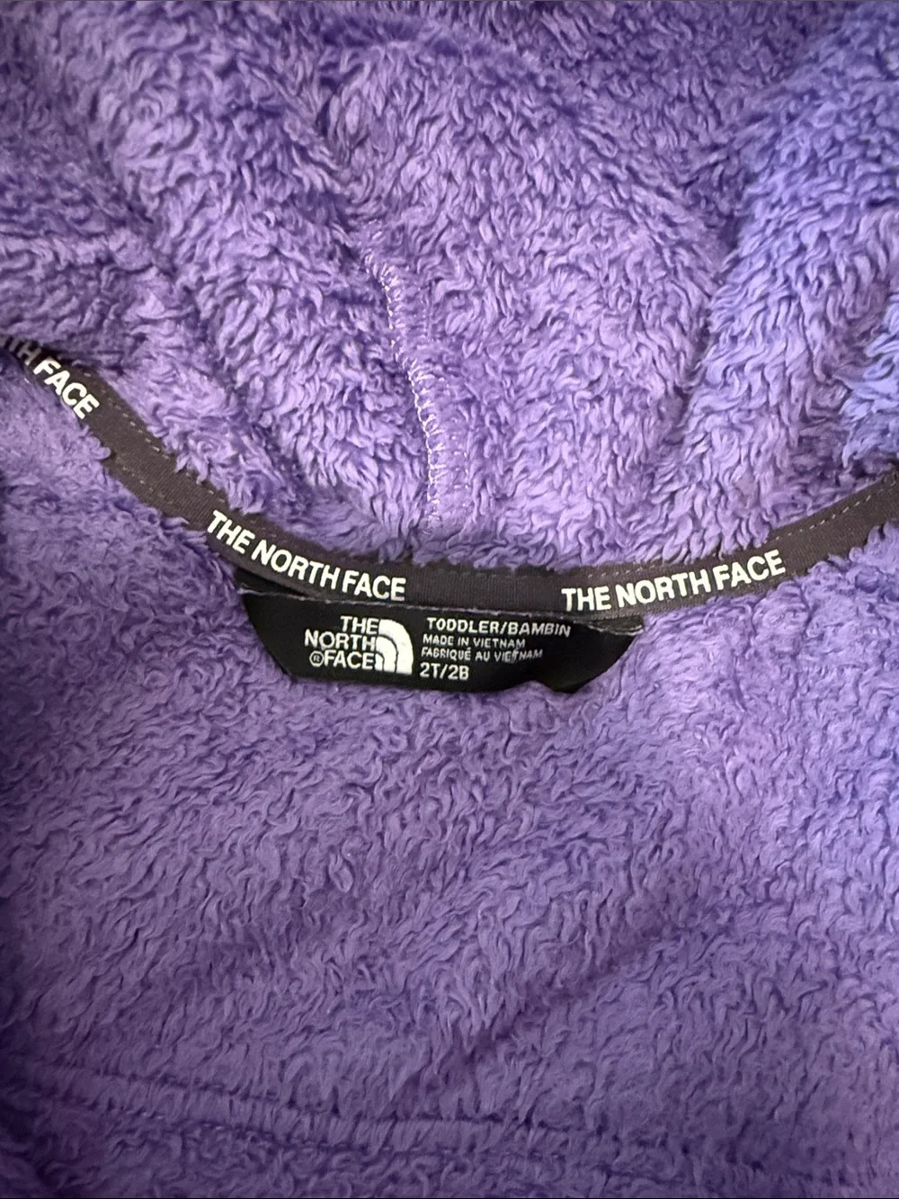 The North Face Purple Fleece Hooded Jacket with Black Yoke 2T